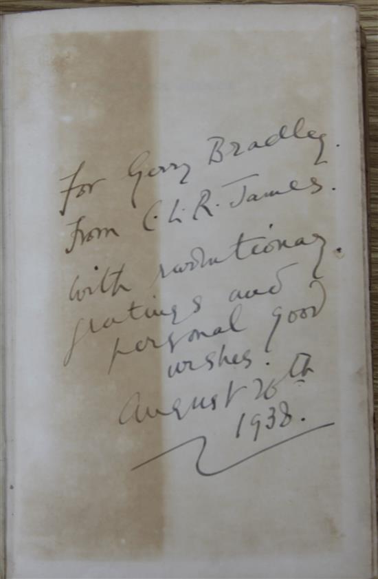 James Cyril Lionel Robert - The Black Jacobins, first edition, inscribed For Gerry Bradley from C.L.R. James. With
